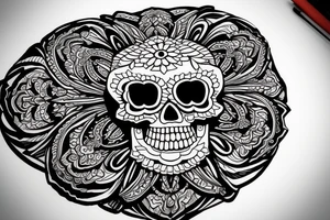 A skull surrounded by a peaked mandala wich needs to be stretched out for my whole forearm tattoo idea