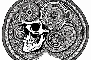 A skull surrounded by a peaked mandala wich needs to be stretched out for my whole forearm tattoo idea