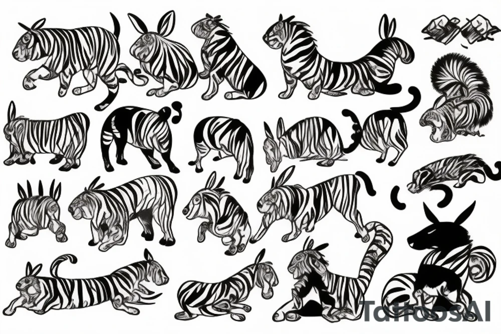 Tiger, horse, rabbit, dog and a OX tattoo idea