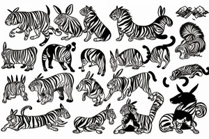 Tiger, horse, rabbit, dog and a OX tattoo idea