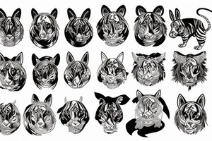 Tiger, horse, rabbit, dog and a OX tattoo idea