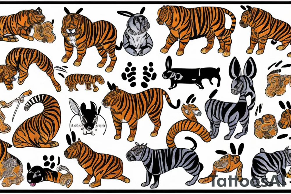 Tiger, horse, rabbit, dog and a OX tattoo idea
