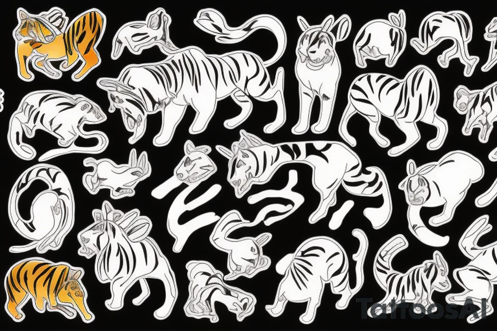Tiger, horse, rabbit, dog and a OX tattoo idea