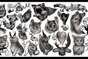 A bunch of animals tattoo idea