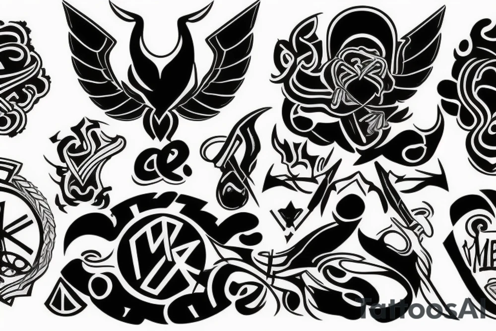 symbols with meaning strenght,power, perseverance and new begining incorporated in one tattoo idea