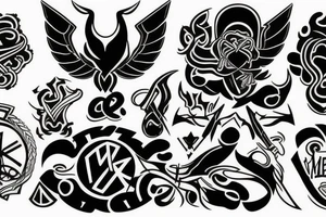 symbols with meaning strenght,power, perseverance and new begining incorporated in one tattoo idea