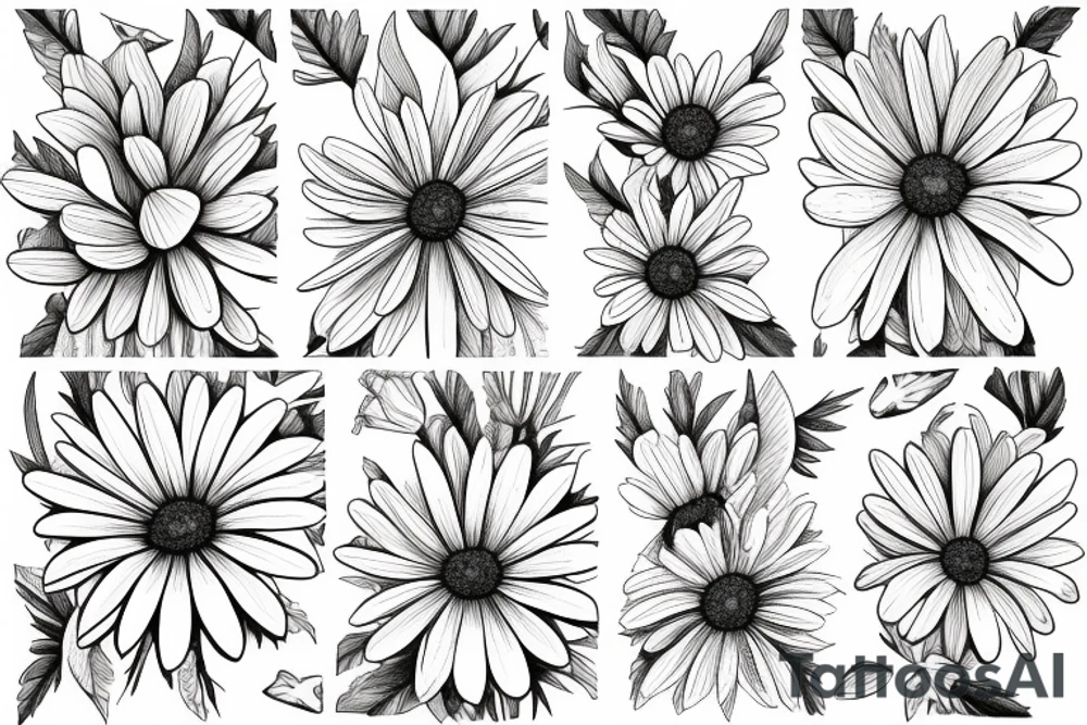 Botanical illustration daisy's up arm tattoo idea