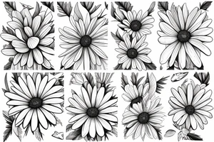Botanical illustration daisy's up arm tattoo idea