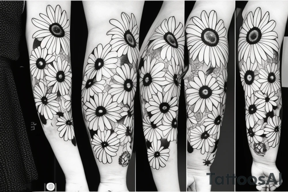 Botanical illustration daisy's up arm tattoo idea