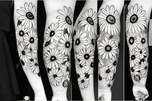Botanical illustration daisy's up arm tattoo idea