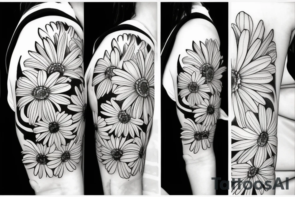 Botanical illustration daisy's up arm tattoo idea