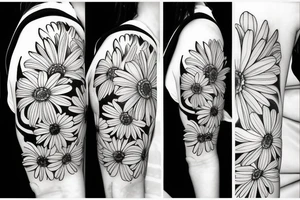 Botanical illustration daisy's up arm tattoo idea