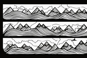 Sun and wave with mountains tattoo idea