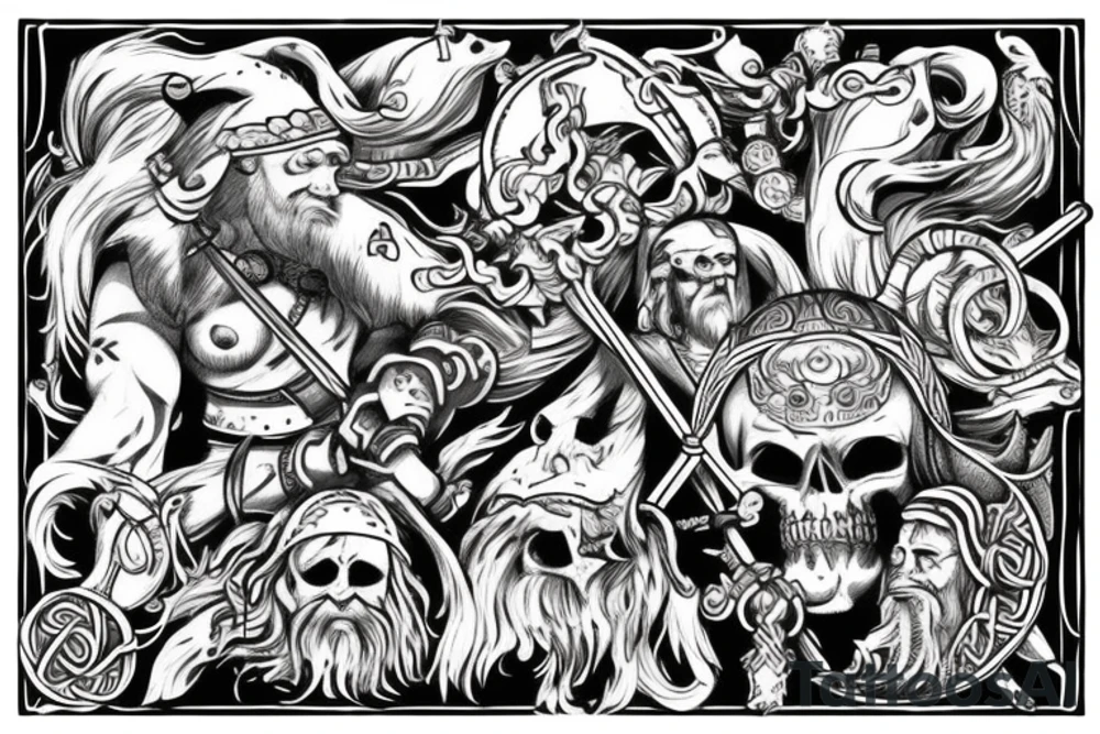 Viking gods style theme tattoo idea