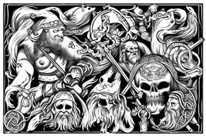 Viking gods style theme tattoo idea