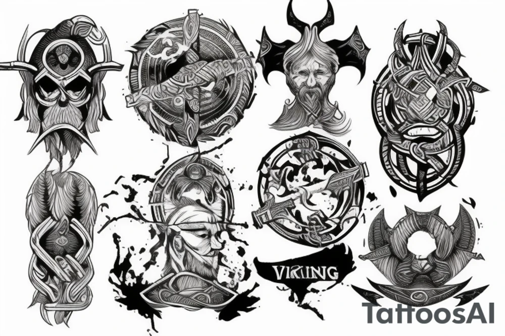 Viking gods sleeve tattoo idea