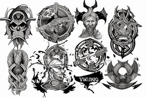 Viking gods sleeve tattoo idea