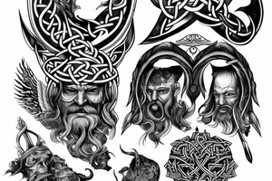 Viking gods sleeve tattoo idea
