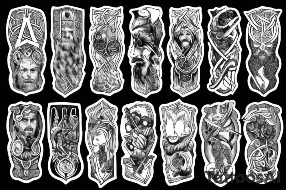 Viking gods sleeve tattoo idea