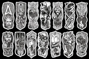 Viking gods sleeve tattoo idea