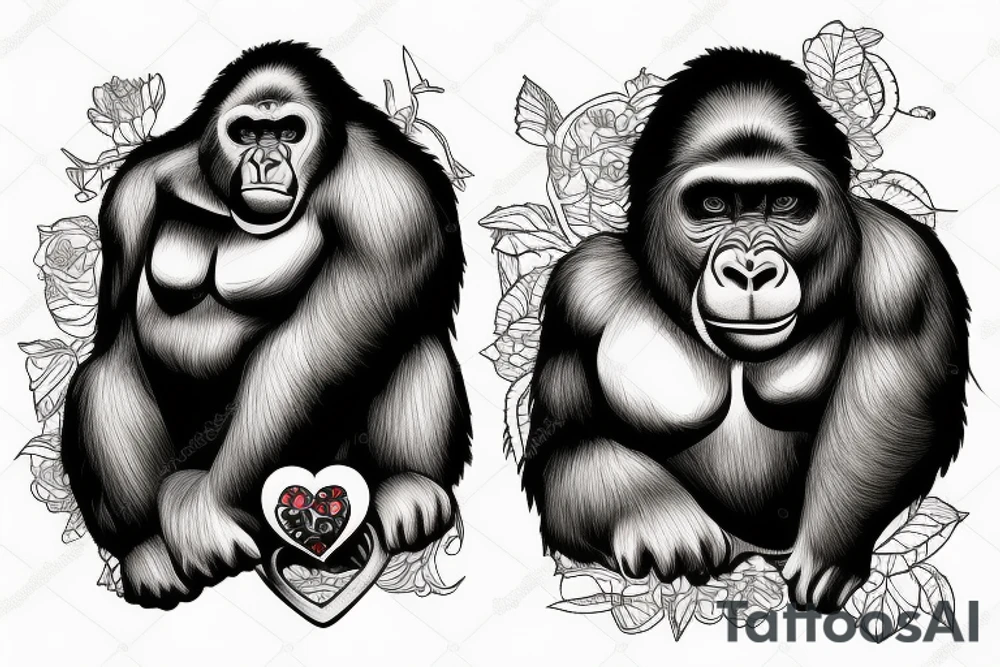 Gorilla eating a human heart tattoo idea