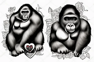 Gorilla eating a human heart tattoo idea