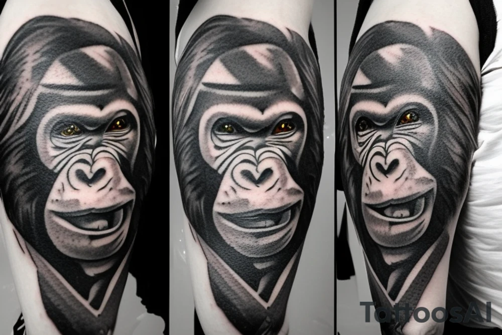 Gorilla eating a human heart tattoo idea