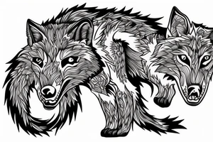 growling wolf split in half other half is flowers tattoo idea
