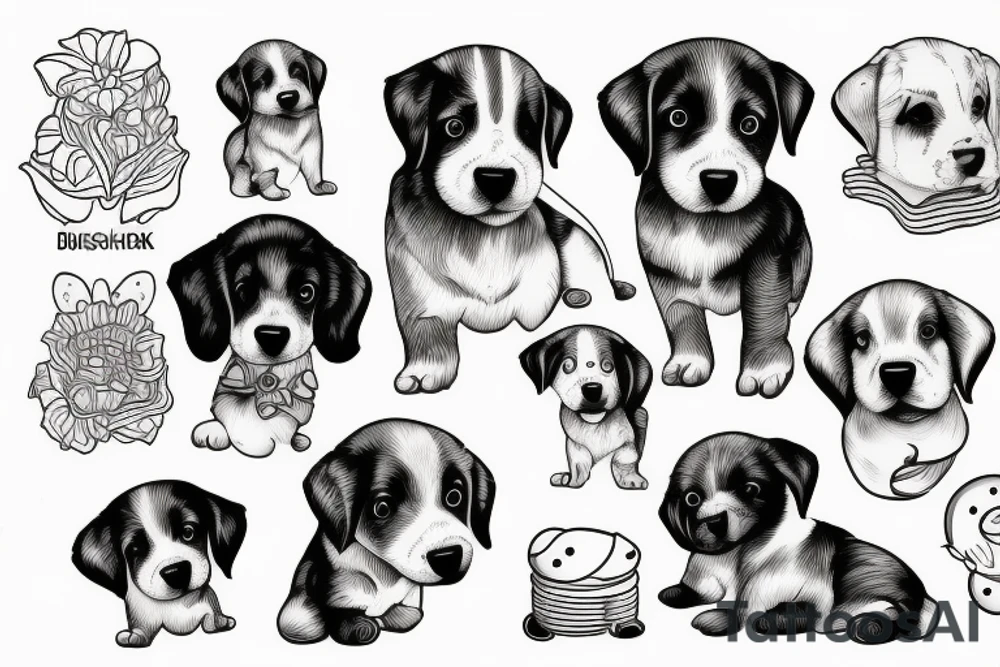 Duschound puppy on a painting tattoo idea