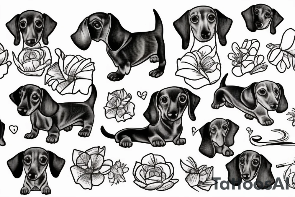 Dachshund puppy on a frame painting tattoo idea