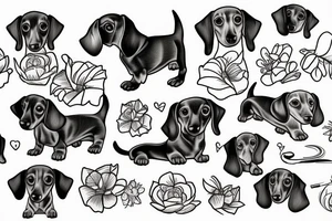 Dachshund puppy on a frame painting tattoo idea