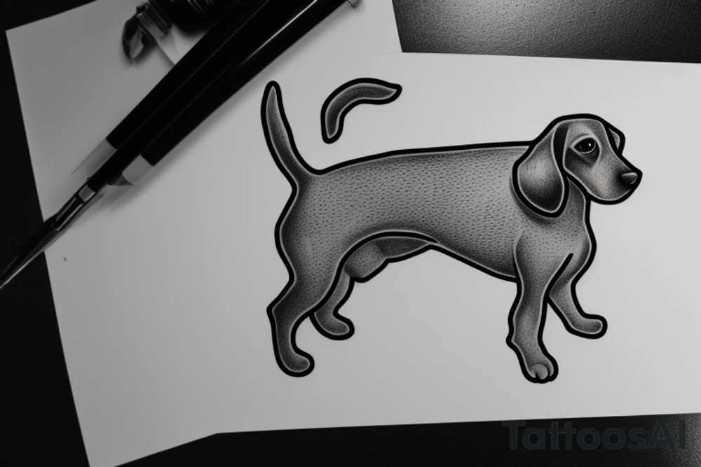 Dachshund puppy on a frame painting tattoo idea