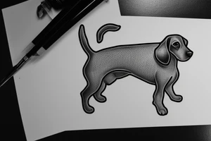 Dachshund puppy on a frame painting tattoo idea