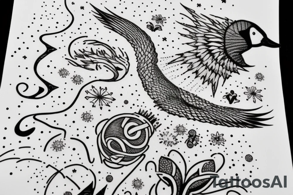 The word "Dream" and include the number 6 and a silhouette of a Canada goose tattoo idea