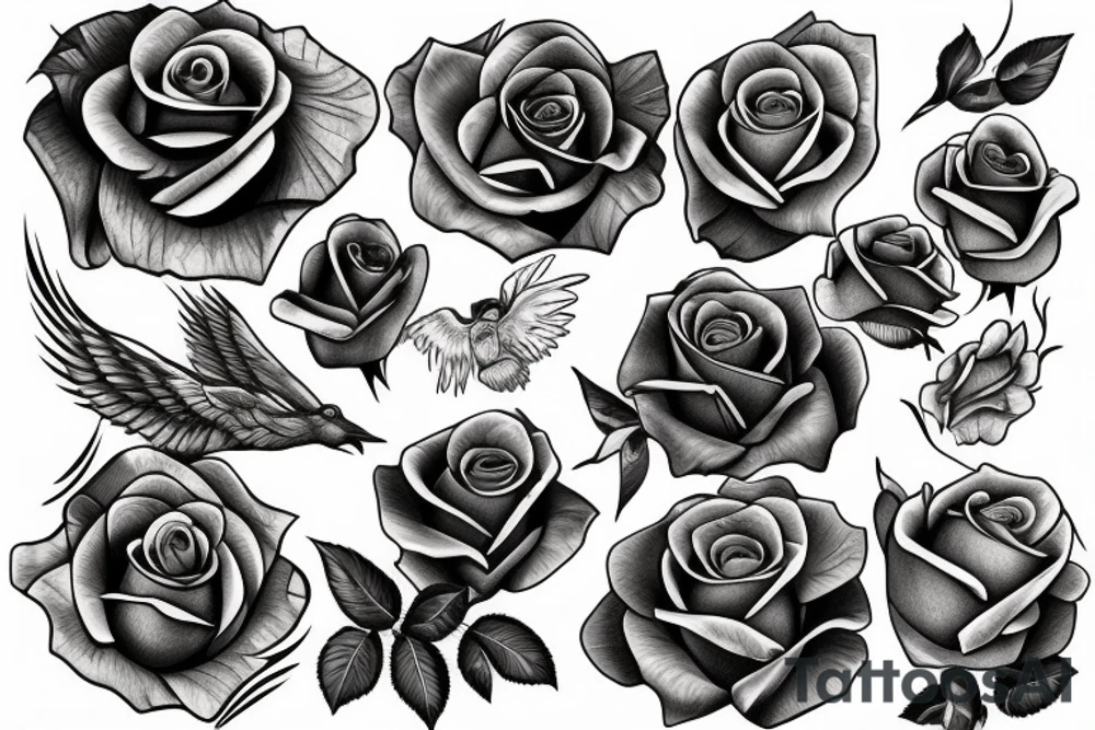 Rose with angel tattoo idea