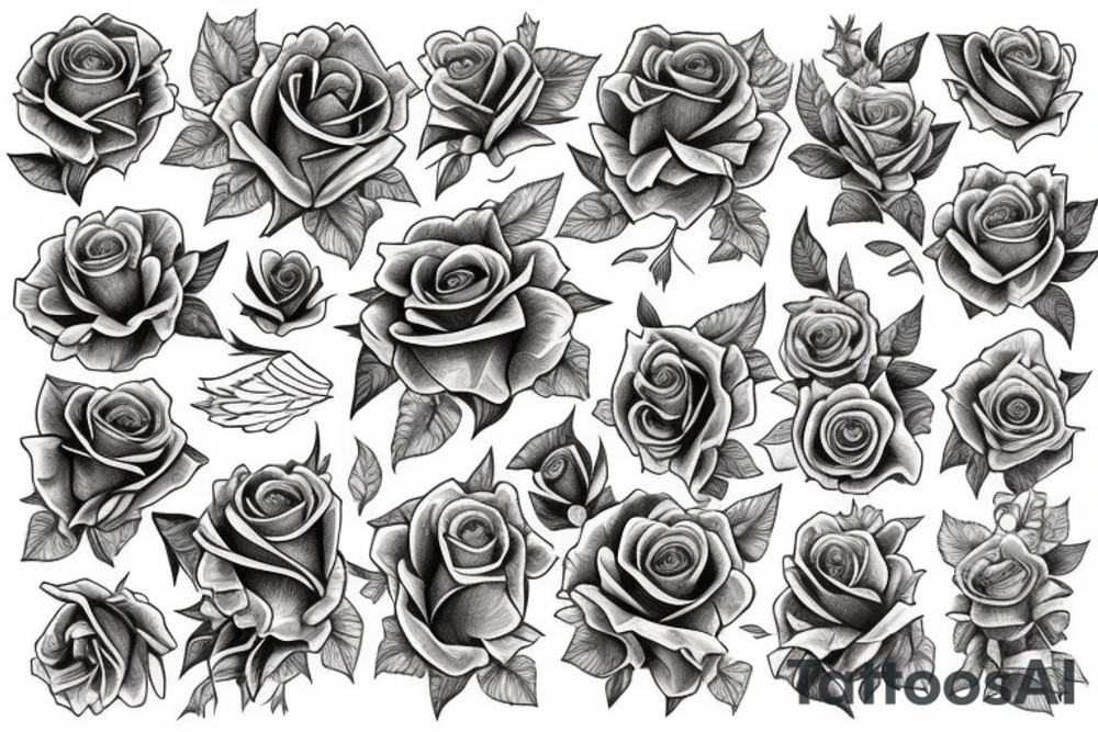 Rose with angel tattoo idea