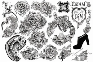 The word Dream incorporated into a tattoo that wraps around the ankle tattoo idea