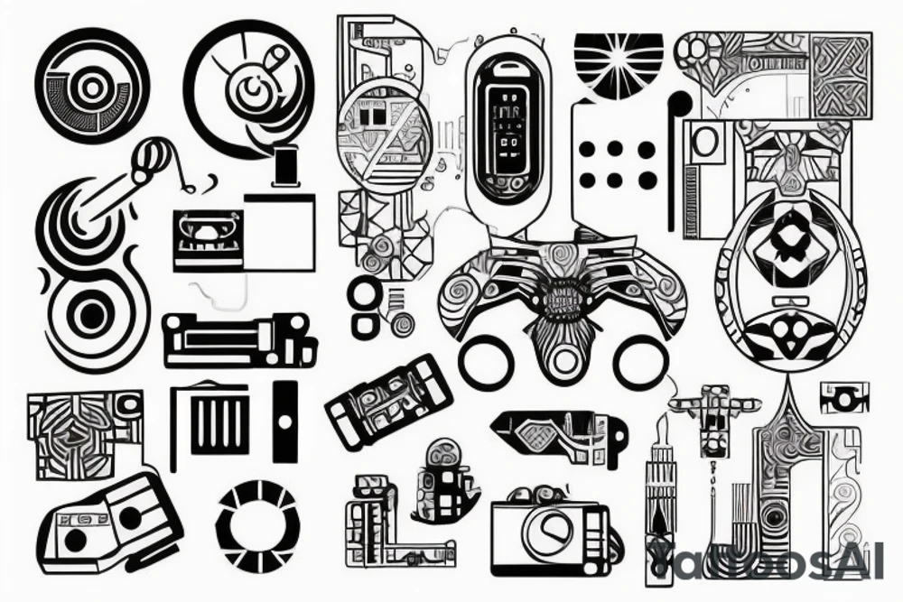 Ying with one side of circuitry tattoo idea