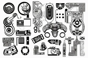 Ying with one side of circuitry tattoo idea
