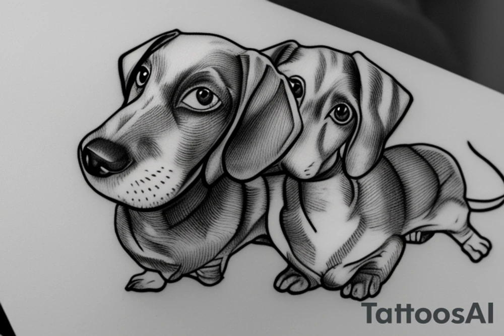 dachshund puppy in paint tattoo idea