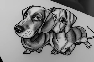 dachshund puppy in paint tattoo idea
