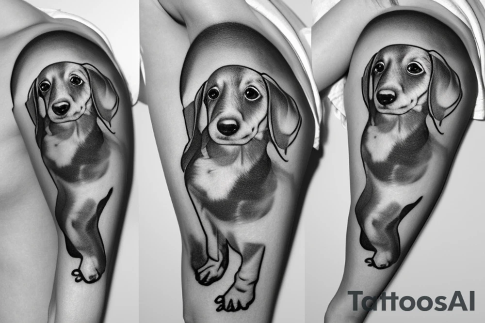 dachshund puppy in paint tattoo idea