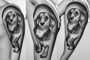 dachshund puppy in paint tattoo idea