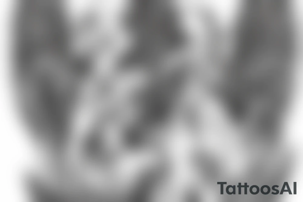 Angel with six wings surrounded by fire tattoo idea
