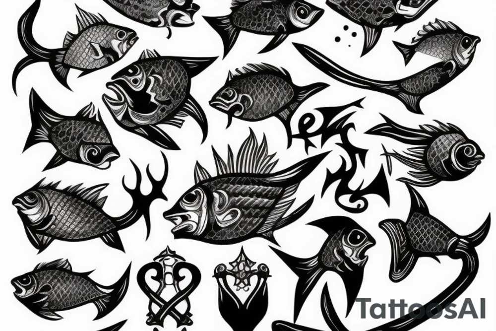 gothic fish with a sword tattoo idea