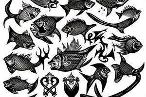 gothic fish with a sword tattoo idea