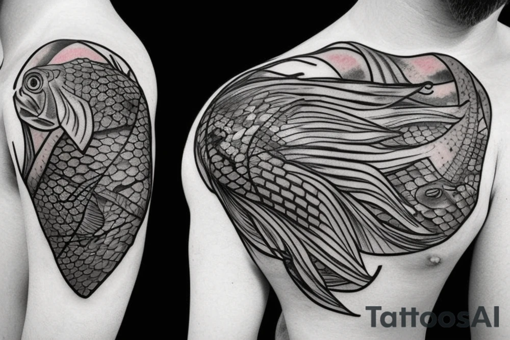 gothic fish with a sword tattoo idea
