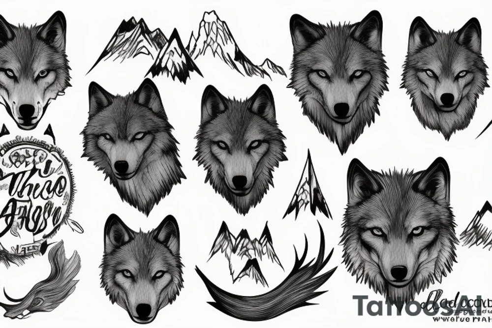 wolf stand on mountain tattoo idea