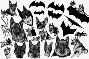 Batman with German shepherd dog tattoo idea