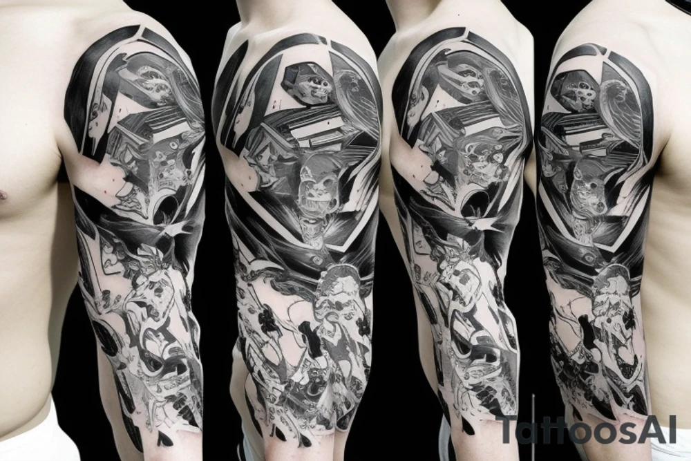 Arkham Batman on a sleeve tattoo idea